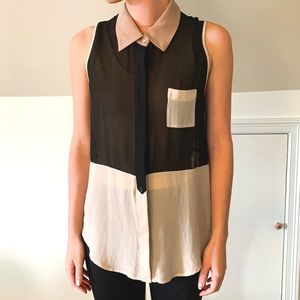 Sheer Colorblock button up tank